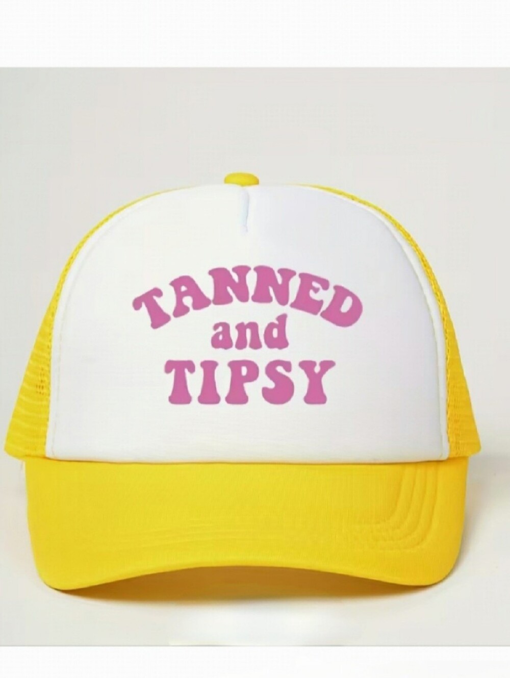 🌺Tanned And Tipsy Yellow Trucker Hat Party Hats Hats With Sayings